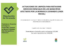 SUBVENCIÓN ACTUACIONES DE LIMPIEZA PARA RESTAURAR LOS SERVICIOS ESENCIALES EN MUNICIPIOS AFECTADOS POR LA BORRASCA LEONARDO (DIPUTACIÓN DE GRANADA)